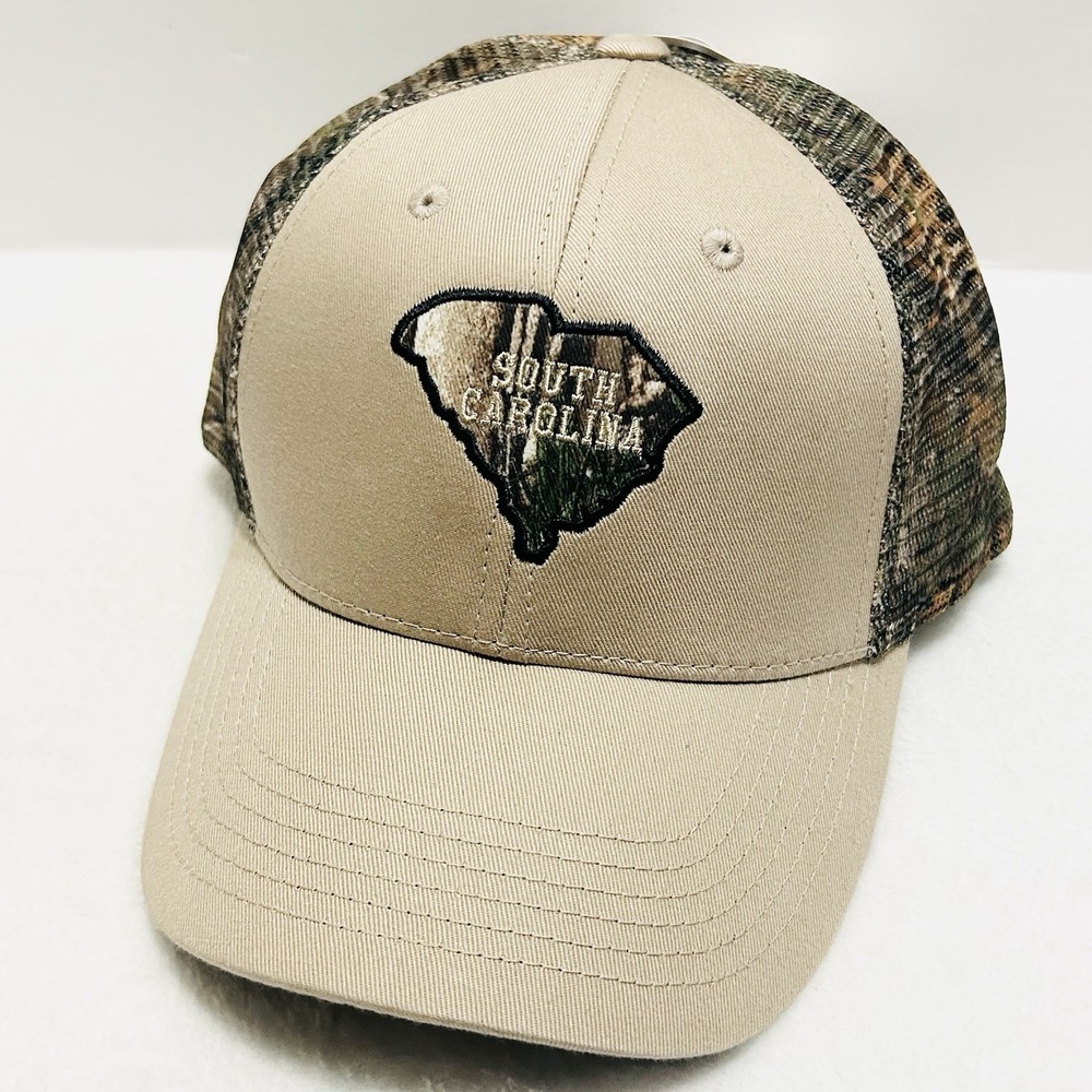 Realtree Captivating South Carolina State Camo Hat Cap‎ Adjustable Snap Beige